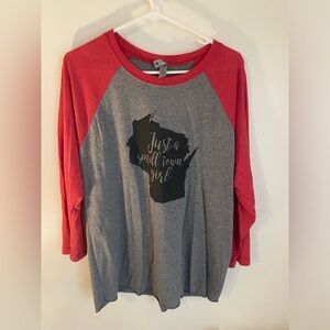 Wisconsin small town girl baseball tee size L